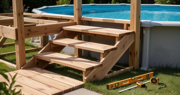 Tutoriel – Construire un escalier pour piscine hors sol en bois : astuces de fabrication et conseils de préservation